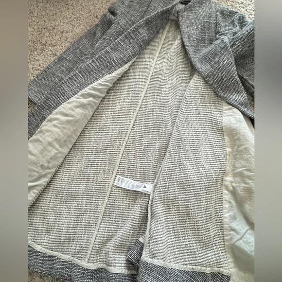 Eileen Fisher Coat Womens Medium Gray Knit Long Length Cotton Capsule Minimalist - Picture 3 of 13